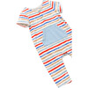 Kangaroo Pocket Stripe Coverall, Blue - Rompers - 3
