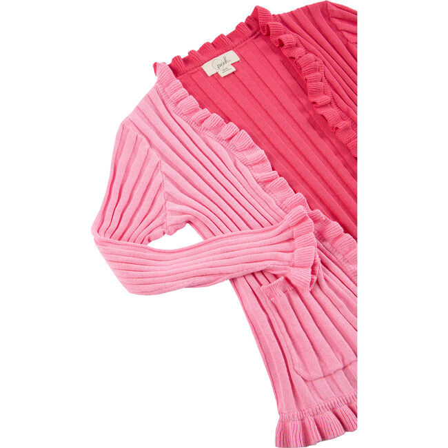 Two Tone Chenille Cardigan, Pink - Cardigans - 3