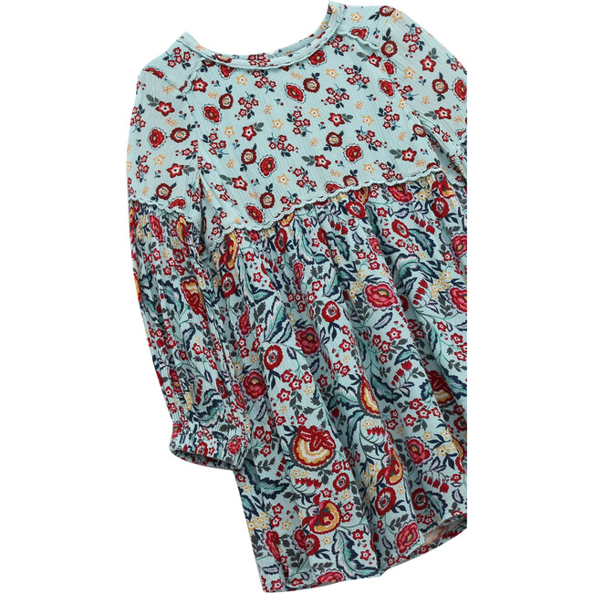 Mixed Florals Crinkle Dress, Blue - Dresses - 3