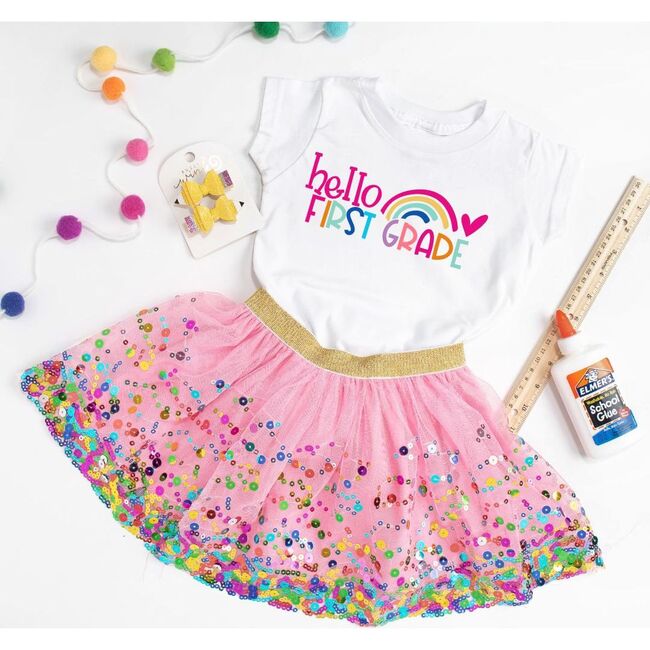 Hello First Grade Short Sleeve T-Shirt, White - T-Shirts - 3