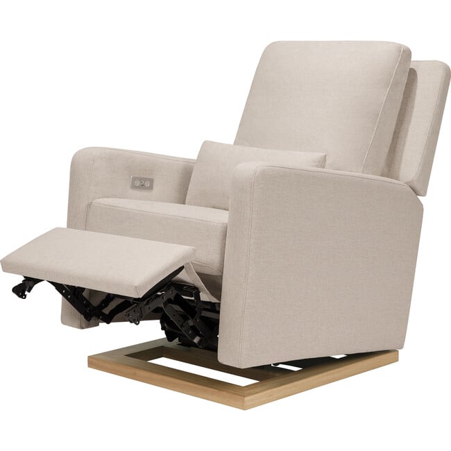 Sigi Glider Recliner with Electronic Control and USB, Beige - Nursery Chairs - 3