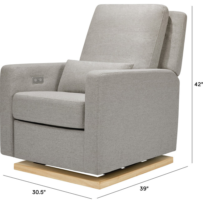 Sigi Glider Recliner with Electronic Control and USB, Grey - Nursery Chairs - 5