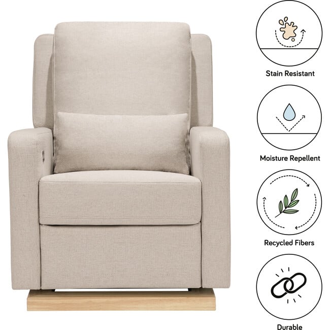 Sigi Glider Recliner with Electronic Control and USB, Beige - Nursery Chairs - 4