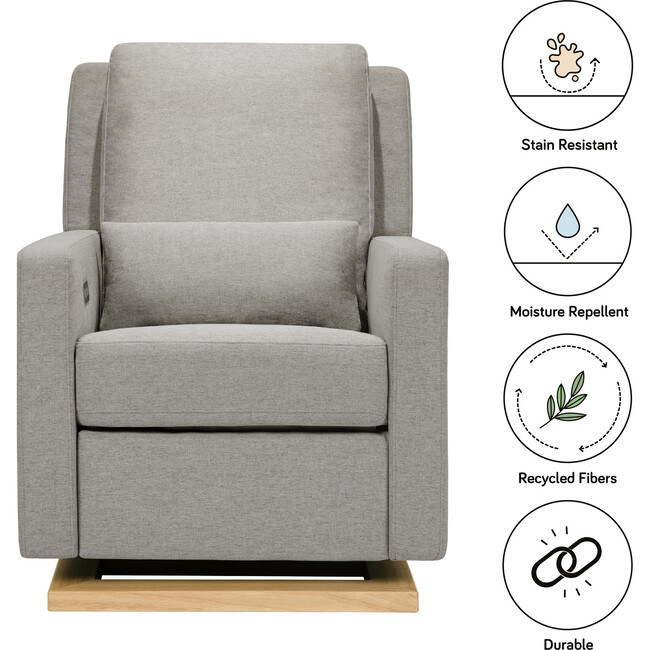 Sigi Glider Recliner with Electronic Control and USB, Grey - Nursery Chairs - 6