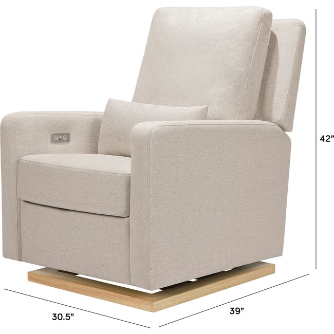 Sigi Glider Recliner with Electronic Control and USB, Beige - Nursery Chairs - 5