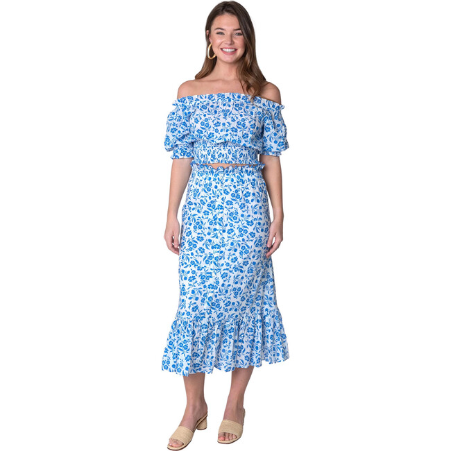 Women's Mae Skirt, Picnic Floral Blueberry
