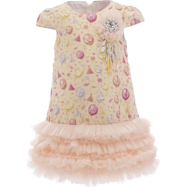 Party Jacquard Dress & Headband, Yellow