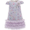 Party Jacquard Dress & Headband, Blue - Dresses - 1 - thumbnail