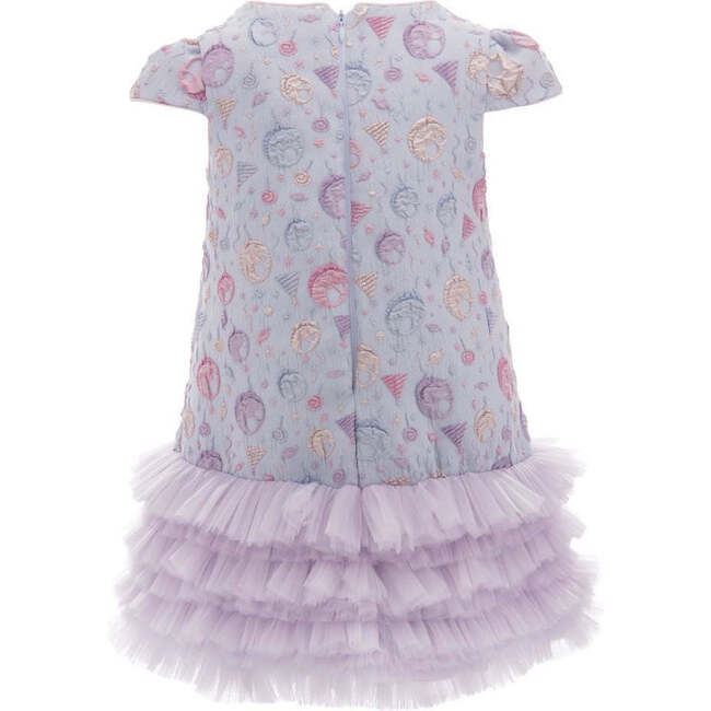 Party Jacquard Dress & Headband, Blue - Dresses - 2