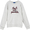 Tout Est Possible Embroidered Sweatshirt, Oat & Burgundy - Sweatshirts - 1 - thumbnail