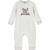 Baby Tout Est Possible Embroidered One Piece, Oat & Burgundy - One Pieces - 1 - thumbnail