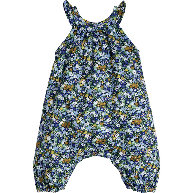 Baby Willow Jumpsuit, Blue & Green Floral - Rompers - 1