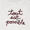 Baby Tout Est Possible Embroidered One Piece, Oat & Burgundy - One Pieces - 3 - thumbnail
