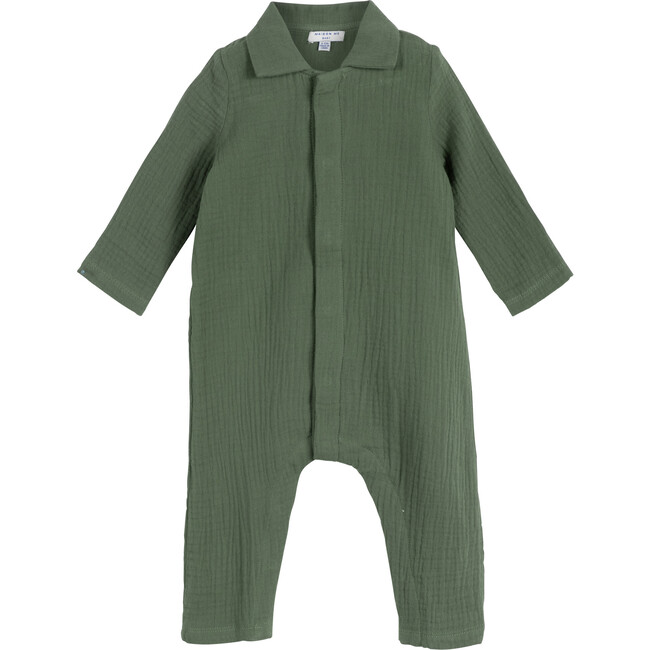 Baby Tristan Coverall, Forest Green - One Pieces - 1