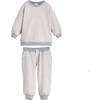 Baby Fuzzy Jones Sweat Set, Slate Blue & Cream Stripe - Mixed Apparel Set - 1 - thumbnail