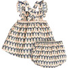 Baby Maddie Pinafore Dress With Bloomer, Retro Pink & Navy Floral - Dresses - 2