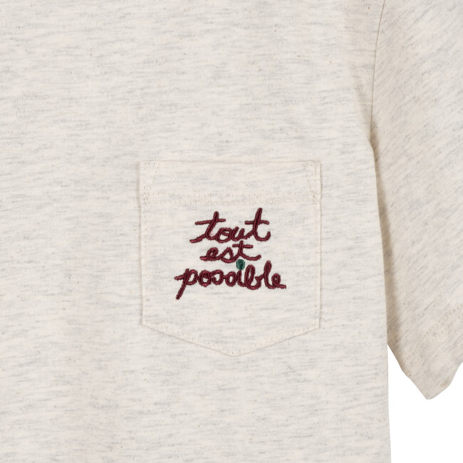 Tout Est Possible Embroidered Pocket Tee, Oat - Tees - 4