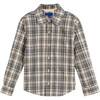 Max Button Down Shirt, Black & Cream Plaid - Shirts - 1 - thumbnail