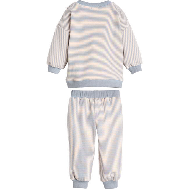 Baby Fuzzy Jones Sweat Set, Slate Blue & Cream Stripe - Mixed Apparel Set - 2