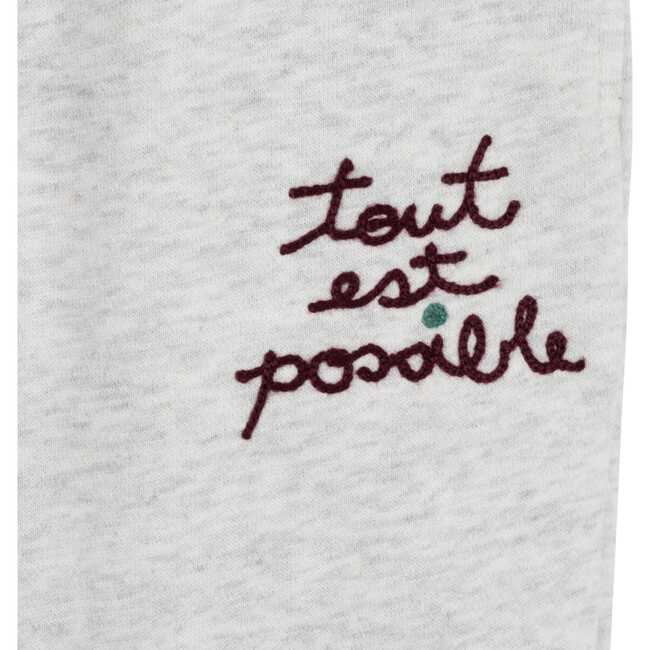 Tout Est Possible Embroidered Sweatpants, Oat & Burgundy - Sweatpants - 3