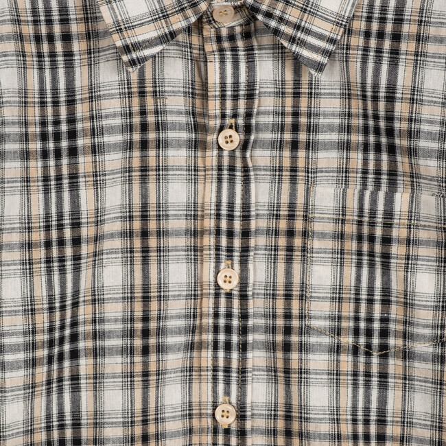 Max Button Down Shirt, Black & Cream Plaid - Shirts - 3