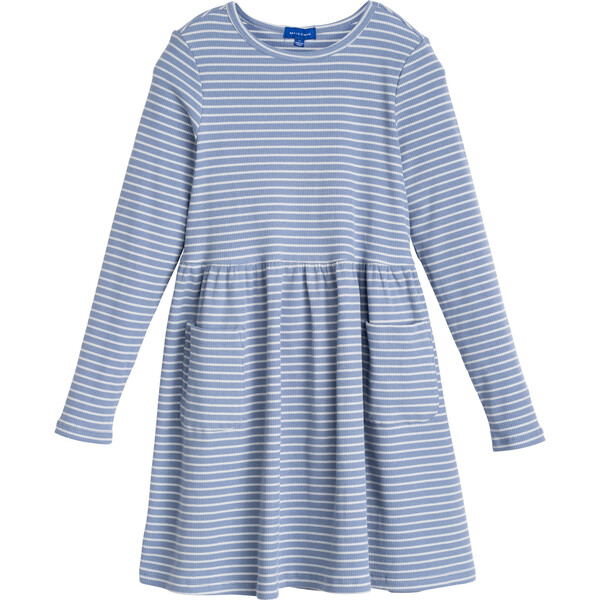 Marley Long Sleeve Dress, Dusty Blue & Light Blue Stripe - Maison Me ...