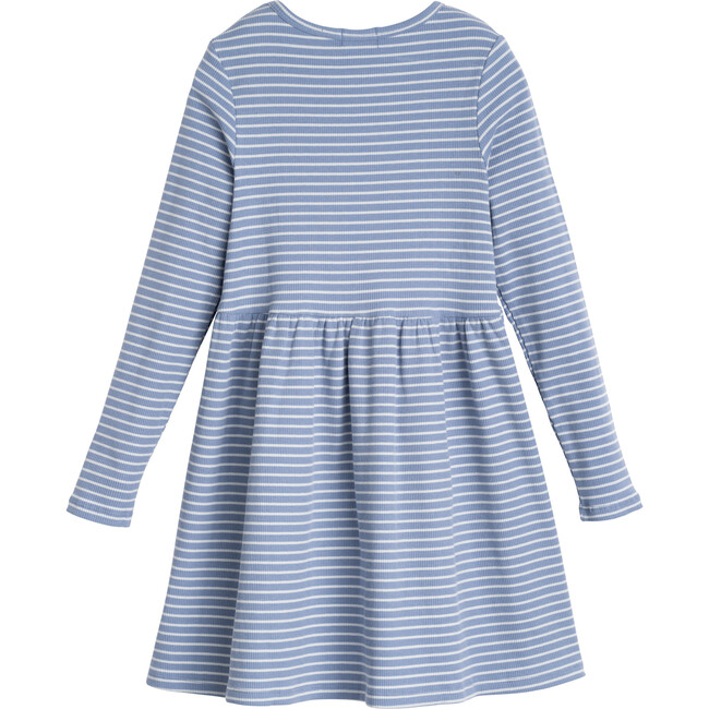 Marley Long Sleeve Dress, Dusty Blue & Light Blue Stripe - Leggings - 2
