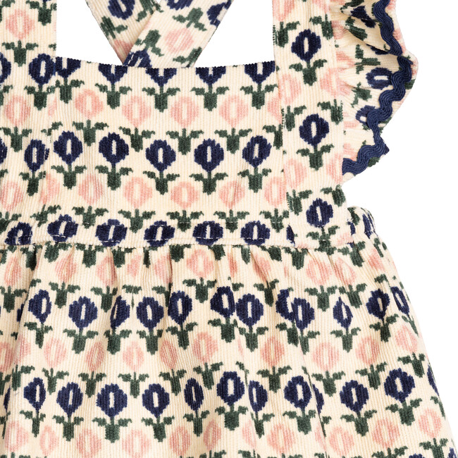 Baby Maddie Pinafore Dress With Bloomer, Retro Pink & Navy Floral - Dresses - 3