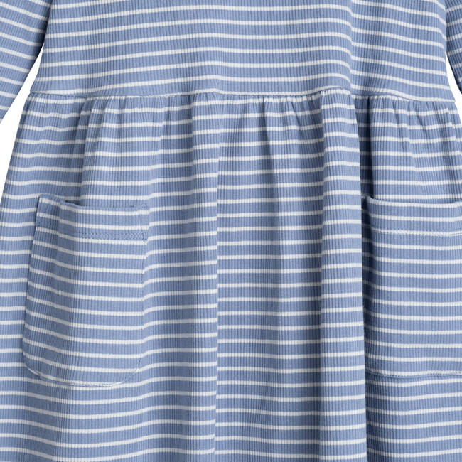Marley Long Sleeve Dress, Dusty Blue & Light Blue Stripe - Leggings - 3