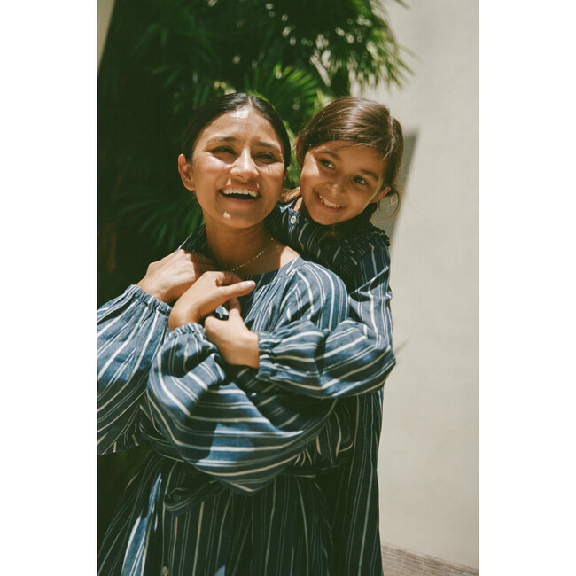 Women's Alba Dress, Indigo & White Stripe - Dresses - 4