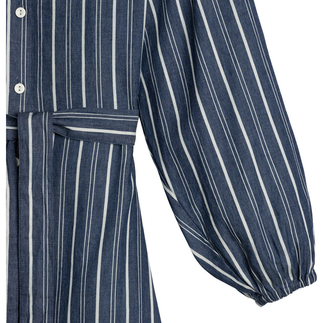 Women's Alba Dress, Indigo & White Stripe - Dresses - 5