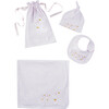 Jemima Bib, Hat And Blanket Set, Pale Pink  / White Stripe - Mixed Gift Set - 1 - thumbnail