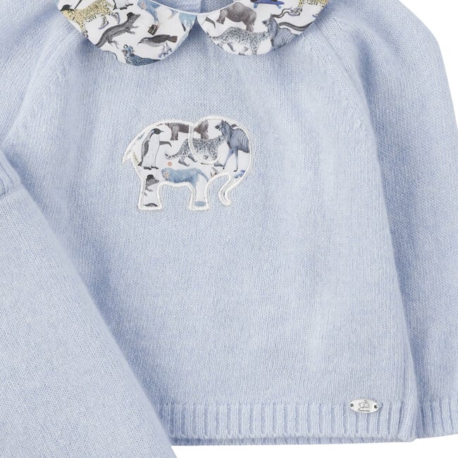 Zoo Elephant Knitted Set, Blue / Zoo Print - Mixed Apparel Set - 2