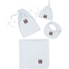Hugo Bib, Hat & Blanket Set, Pale Blue / White Stripe - Mixed Gift Set - 2 - thumbnail