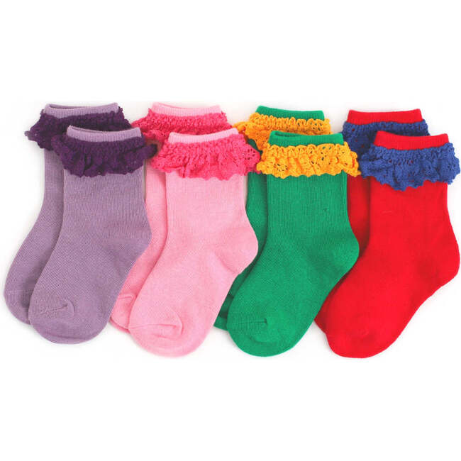 Lace Top Midi Sock 4-Pack, Block Party