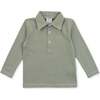 Finn Pima Cotton Long Sleeve Polo for Boys, Green Stripes - Shirts - 1 - thumbnail