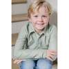 Finn Pima Cotton Long Sleeve Polo for Boys, Green Stripes - Shirts - 2