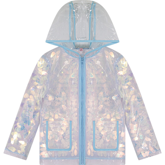 Floral Rain Jacket, Blue Clear - Jackets - 1