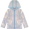 Floral Rain Jacket, Blue Clear - Jackets - 1 - thumbnail