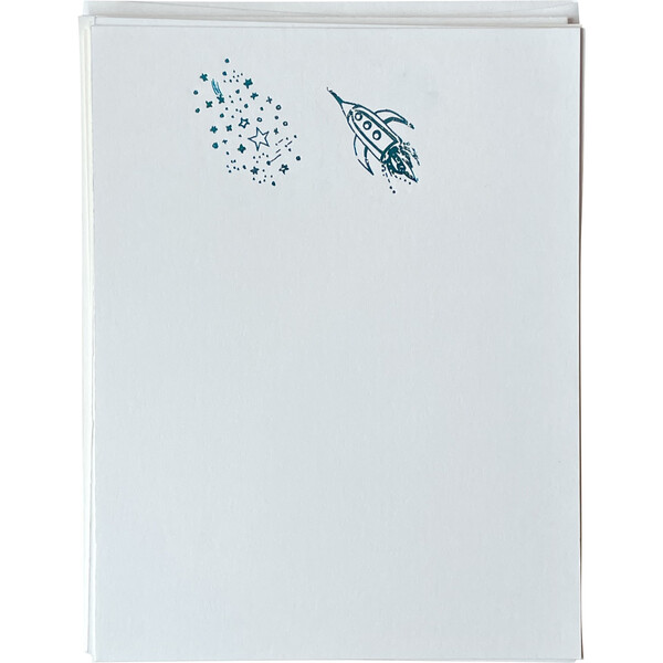Rocket Ship to the Stars Foil Pressed Notecard Set - Parcel Desk ...