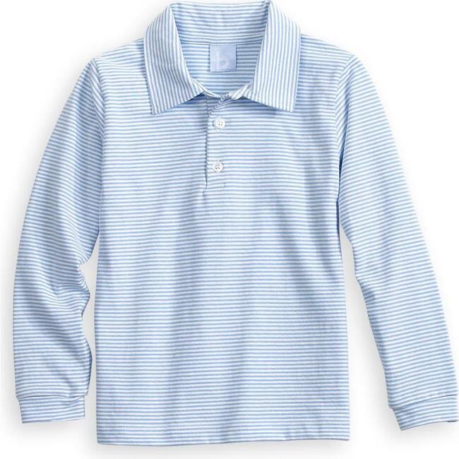 Striped Polo Tee, Blue Candy Stripe - Shirts - 1