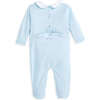 Embroidered Collared Pima Footie, Blue with Blue Hearts - Onesies - 2