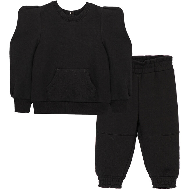 Baby Quilted Tracksuit Set , Black - Mixed Apparel Set - 1