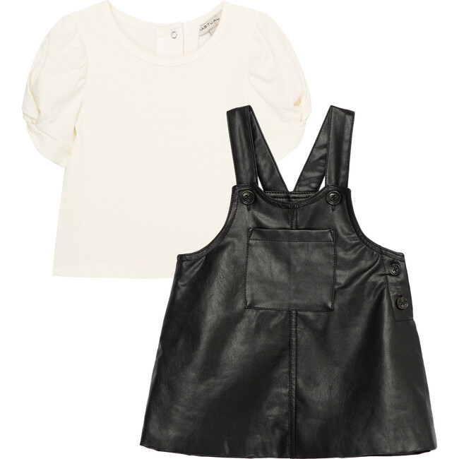 Baby Faux Leather Jumper Set, Black