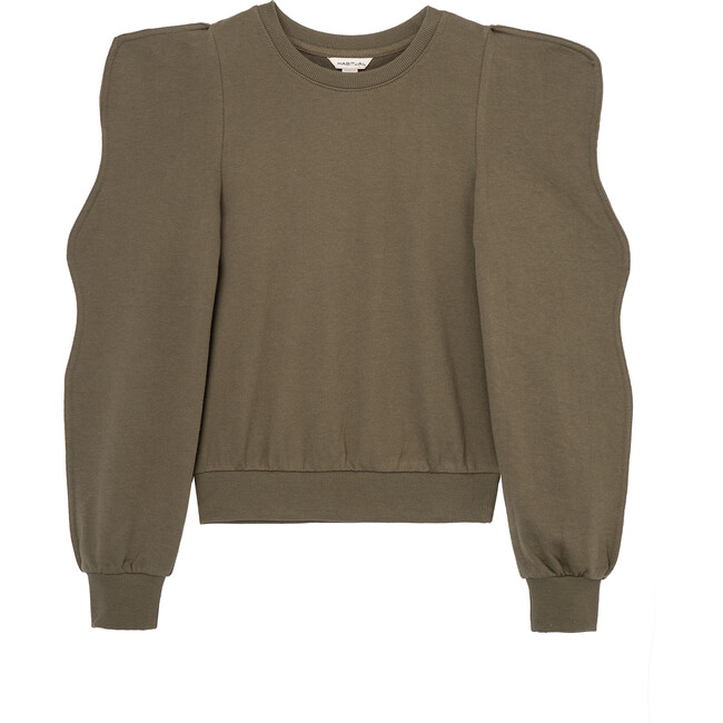 Piped Sleeve Pullover, Olive