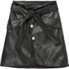 Faux Leather Belted Skirt, Black - Skirts - 1 - thumbnail