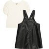 Faux Leather Jumper Set, Black - Dresses - 1 - thumbnail