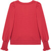 Long Sleeve Side Tie Top, Red - T-Shirts - 2 - thumbnail