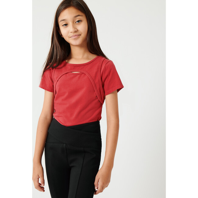Keyhole Cutout Top, Red