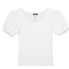 Smocked Top, White - Blouses - 1 - thumbnail